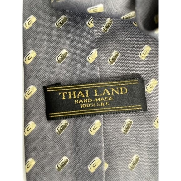 Men's Tie from Thai Land Gray/White Hand Made 100% Silk - Picture 6 of 10